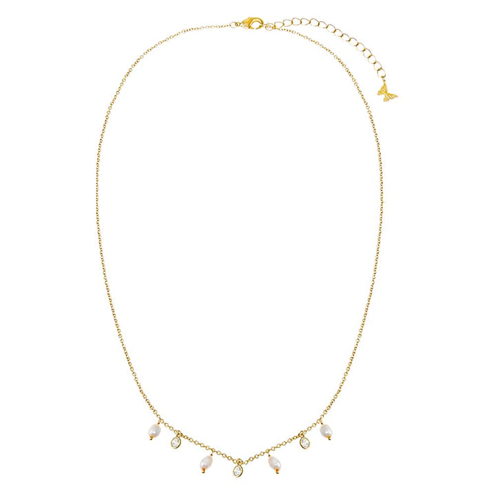  Dangling CZ & Pearl Accented Necklace - Adina Eden's Jewels