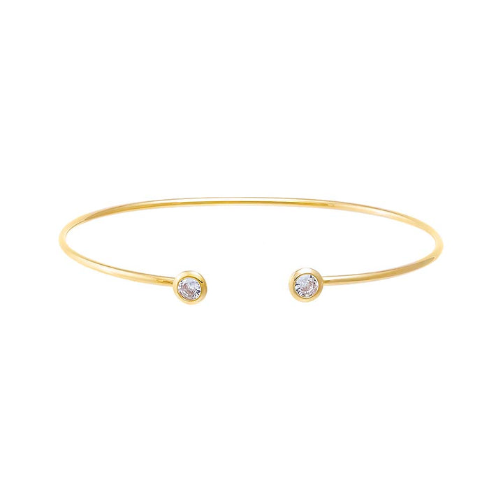  Double CZ Bezel Open Bangle Bracelet - Adina Eden's Jewels