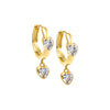 Gold Double Heart CZ Dangle Huggie Earring - Adina Eden's Jewels