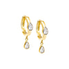 Gold Double Teardrop CZ Dangle Huggie Earring - Adina Eden's Jewels