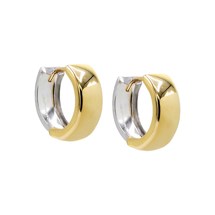 Two-Tone / Pair Two Tone Wide Huggie Earring 14K - Adina Eden's Jewels