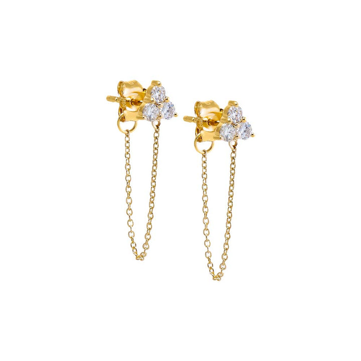 14K Gold Diamond Trio Cluster Mini Front Back Stud Earring 14K - Adina Eden's Jewels