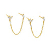 Gold CZ Marquise Chain Double Stud Earring - Adina Eden's Jewels