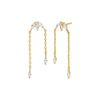 Gold CZ Marquise Trio Cluster Drop Chain Stud Earring - Adina Eden's Jewels