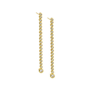 Gold CZ Bezel Fancy Tennis Drop Stud Earring - Adina Eden's Jewels