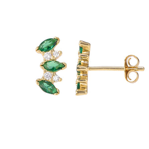  Colored Multi Marquise Curved Bar Stud Earring - Adina Eden's Jewels