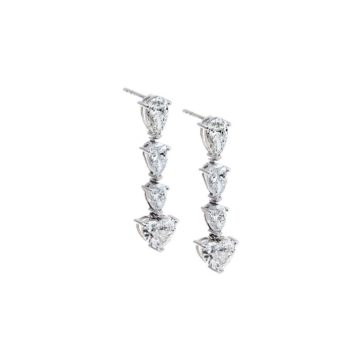 14K White Gold Lab Grown Diamond Pear X Heart Fancy Drop Stud Earring 14K - Adina Eden's Jewels