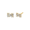 Diamond Round X Baguette Scattered Stud Earring 14K