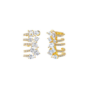 Gold Pave X Multi Fancy Cage Stud Earring - Adina Eden's Jewels