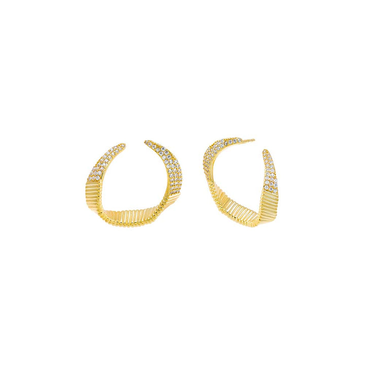 Pave Curved On The Ear Stud Earring