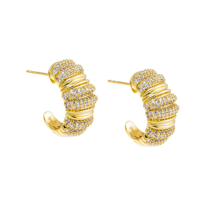 Gold Pave Accented Wide Mini Hoop Earring - Adina Eden's Jewels