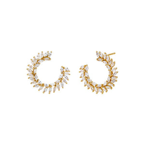 Gold Fancy Scattered Marquise Loop On The Ear Sud Earring - Adina Eden's Jewels