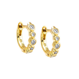 Round CZ Bezel Huggie Earring