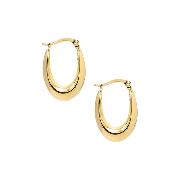  Solid Graduated Oval Shape Hoop Earring 14K - Adina Eden's Jewels