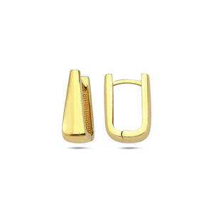 14K Gold Solid Rectangular Graduated Huggie Earring 14K - Adina Eden's Jewels