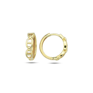 14K Gold Solid Mariner Link Huggie Earring 14K - Adina Eden's Jewels