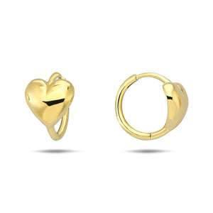 14K Gold Solid Heart Huggie Earring 14K - Adina Eden's Jewels