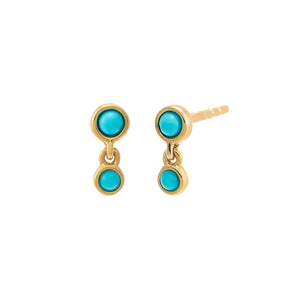 Turquoise Turquoise Double Bezel Shaker Stud Earring 14K - Adina Eden's Jewels