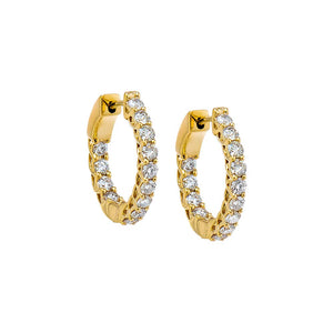 14K Gold Diamond Inside & Out Hoop Earring 14K - Adina Eden's Jewels