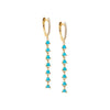 Turquoise Diamond Pave X Turquoise Dangling Tennis Huggie Earring 14K - Adina Eden's Jewels