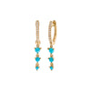  Diamond Pave X Turquoise Triple Drop Huggie Earring 14K - Adina Eden's Jewels