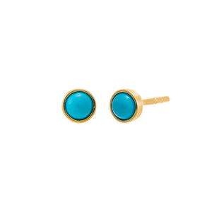 Turquoise Mini Turquoise Bezel Stud Earring 14K - Adina Eden's Jewels