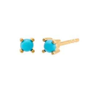 Turquoise Mini Turquoise Four Prong Stud Earring 14K - Adina Eden's Jewels