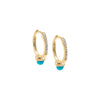  Diamond Pave X Turquoise Spike Huggie Earring 14K - Adina Eden's Jewels