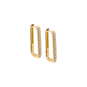 14K Gold / 15MM Diamond Pave U Shape Huggie Earring 14K - Adina Eden's Jewels