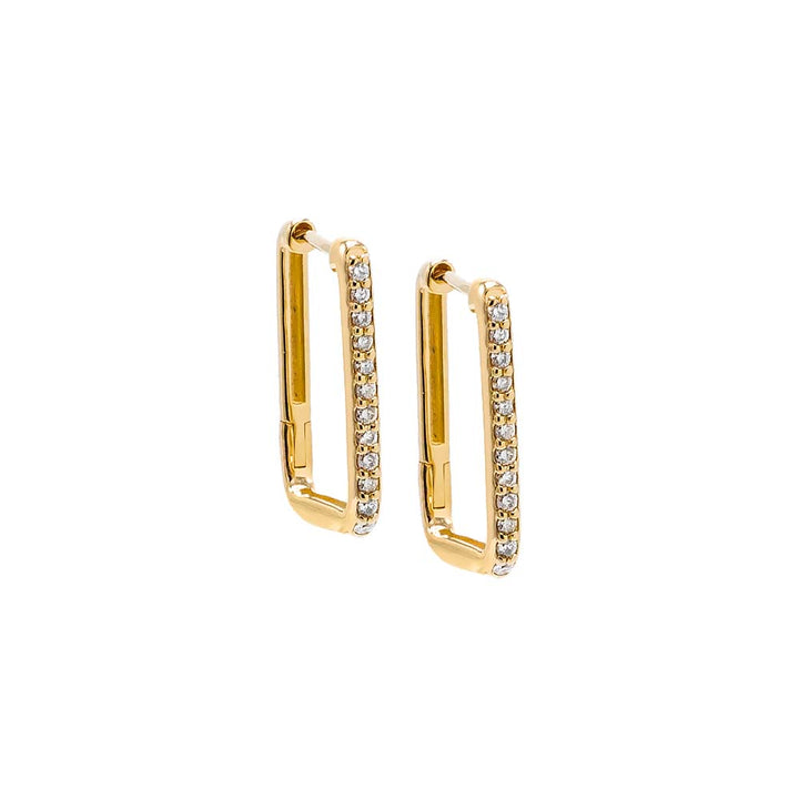 14K Gold / 15MM Diamond Pave U Shape Huggie Earring 14K - Adina Eden's Jewels