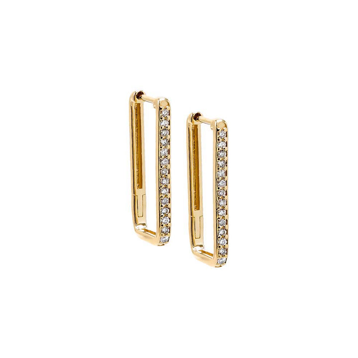  Diamond Pave U Shape Huggie Earring 14K - Adina Eden's Jewels