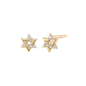 Diamond Pave Itty Bitty Star Of David Stud Earring 14K