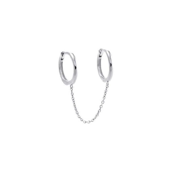 Solid Chain Double Huggie Earring 14K