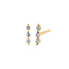 14K Gold Diamond Mini Triple Stone Bar Stud Earring 14K - Adina Eden's Jewels