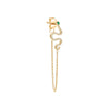 Diamond Pave Snake Drop Chain Stud Earring 14K