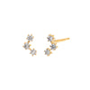 14K Gold Diamond Triple Stone Curved Bar Stud Earring 14K - Adina Eden's Jewels