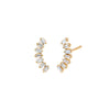 14K Gold Diamond Multi Baguette Curved Bar Stud Earring 14K - Adina Eden's Jewels