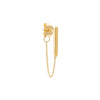 Solid Bar Front Back Chain Stud Earring 14K