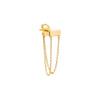 Tiny Solid Bar Double Chain Front Back Stuc Earring 14K