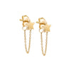 Tiny Solid Star Front Back Chain Stud Earring 14K