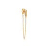 Mini Solid Bar Front Back Chain Stud Earring 14K