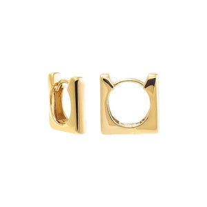 14K Gold Solid Square Huggie Earring 14K - Adina Eden's Jewels