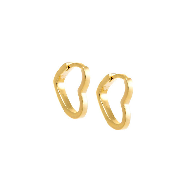 14K Gold Solid Open Heart Shape Huggie Earring 14K - Adina Eden's Jewels