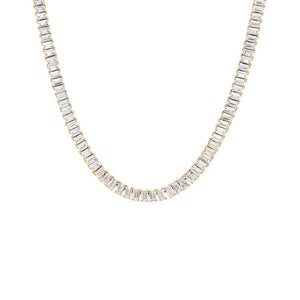 Gold CZ Baguette Tennis Necklace - Adina Eden's Jewels