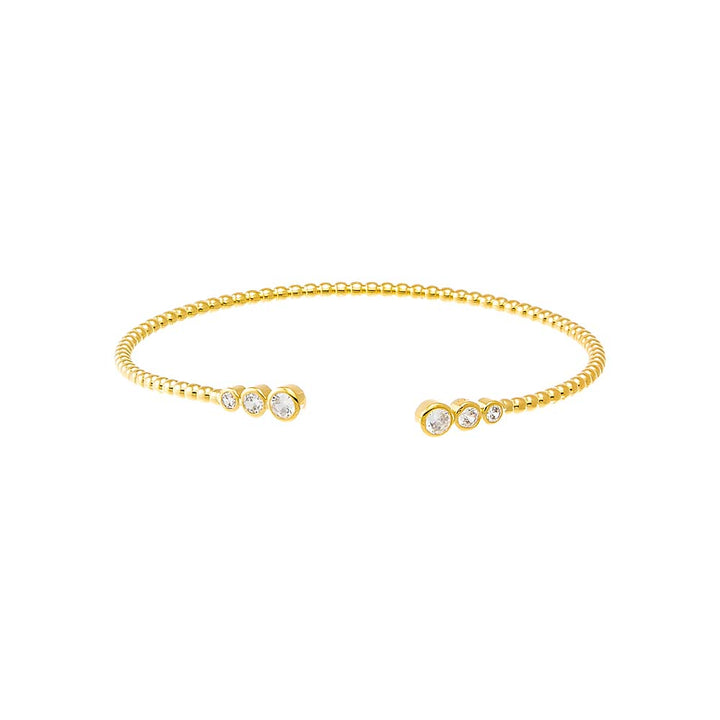 Gold Graduated CZ Bezel Open Claw Bangle Bracelet - Adina Eden's Jewels