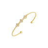 Gold CZ Multi Flower Bezel Open Bangle Bracelet - Adina Eden's Jewels