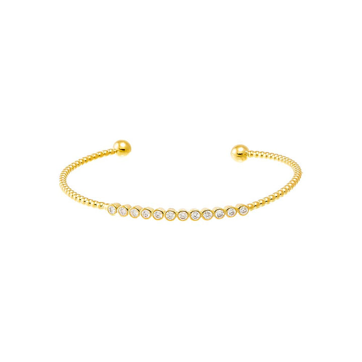  CZ Bezel Bar Open Bangle Bracelet - Adina Eden's Jewels