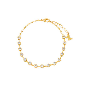 Gold CZ Bezel Half Link Bracelet - Adina Eden's Jewels