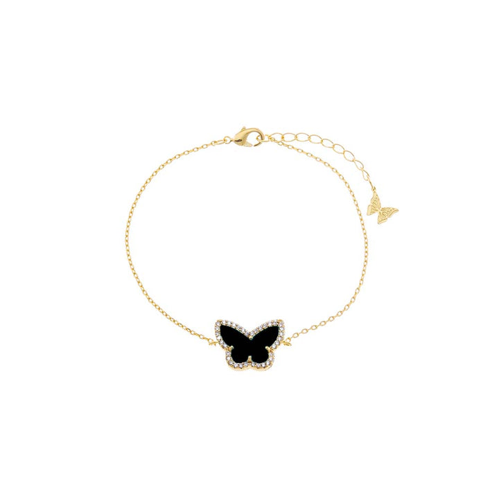 Onyx Pave Outline Colored Stone Butterfly Bracelet - Adina Eden's Jewels