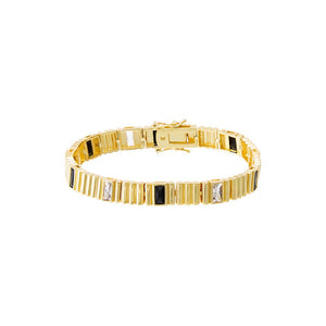 Onyx CZ X Onyx Baguette Accented Ridged Tennis Bracelet - Adina Eden's Jewels